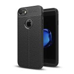 Wholesale iPhone 8 Plus / iPhone 7 Plus TPU Leather Armor Hybrid Case (Black)